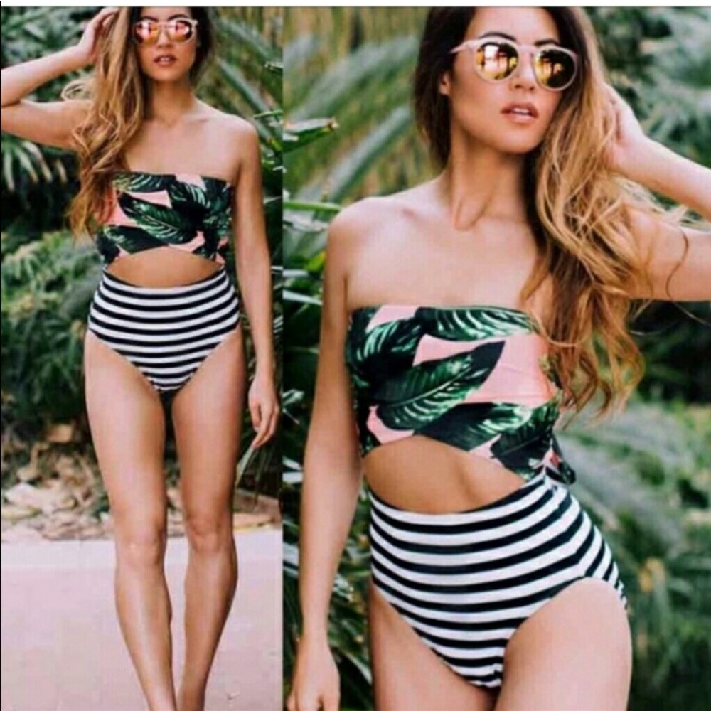 Albion Tropical Striped One Piece